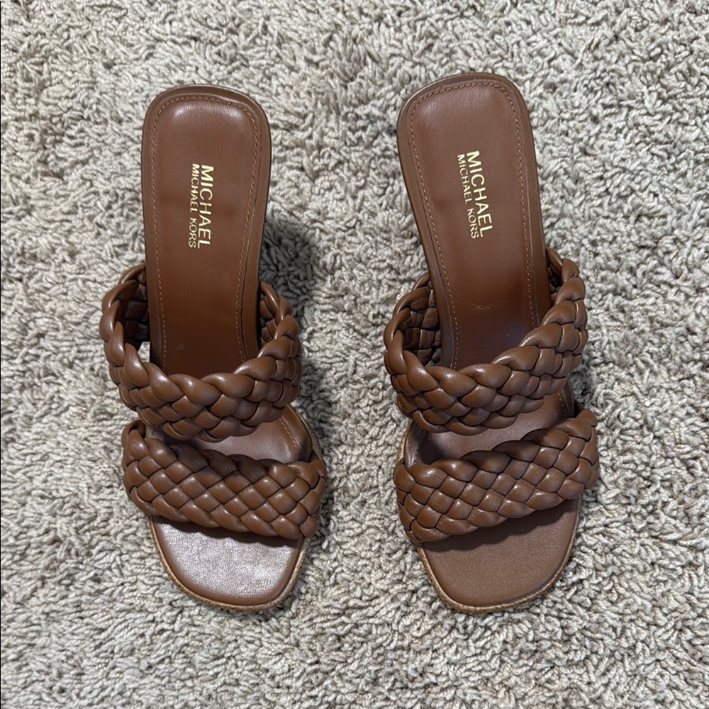 Michael Kors Brown Braided Mules